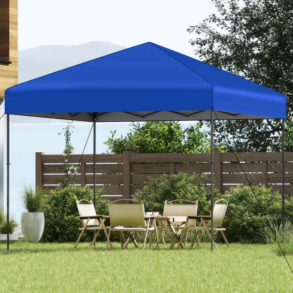 10 X 10 Feet Pop up Canopy Tent with Portable Carrying Bag and 8 Stakes-Blue - Blue - Canopies