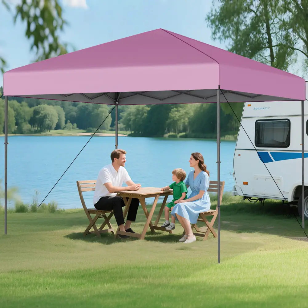 10 X 10 Feet Pop up Canopy Tent with Portable Carrying Bag and 8 Stakes-Pink - Pink - Canopies