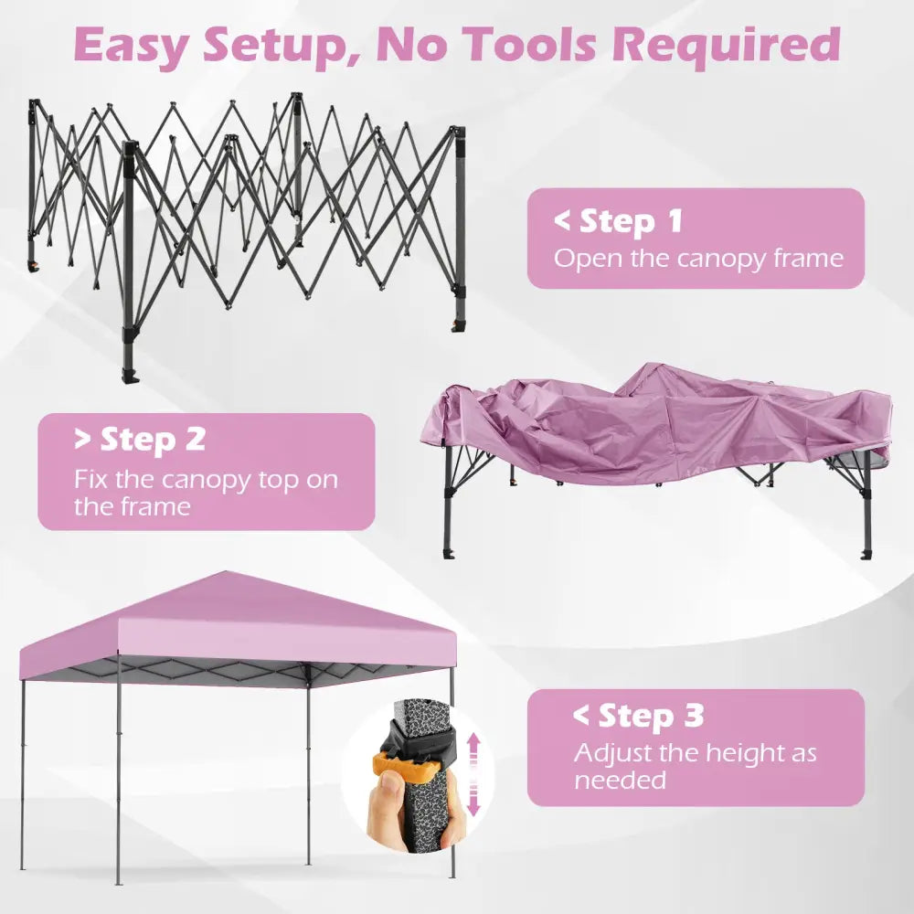 10 X 10 Feet Pop up Canopy Tent with Portable Carrying Bag and 8 Stakes-Pink - Pink - Canopies
