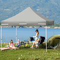 10 x 10 Feet Pop up Gazebo with 4 Height and Adjust Folding Awning-Gray - Gray - Canopies