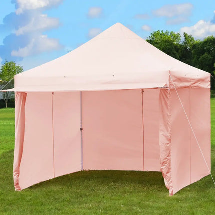 10 x 10 Feet Pop up Gazebo with 4 Height and Adjust Folding Awning-Pink - Pink - Canopies