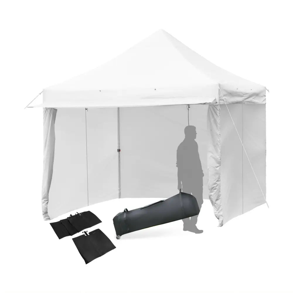 10 x 10 Feet Pop up Gazebo with 4 Height and Adjust Folding Awning-White - White - Canopies