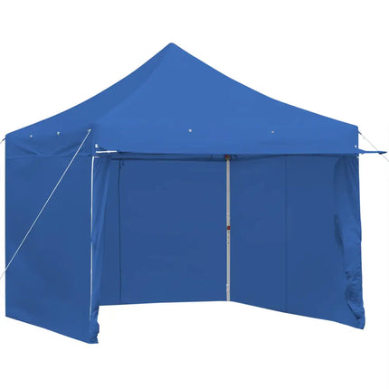 10 x 10 Feet Pop-up Gazebo with 5 Removable Zippered Sidewalls and Extended Awning-Blue - Blue - Canopies