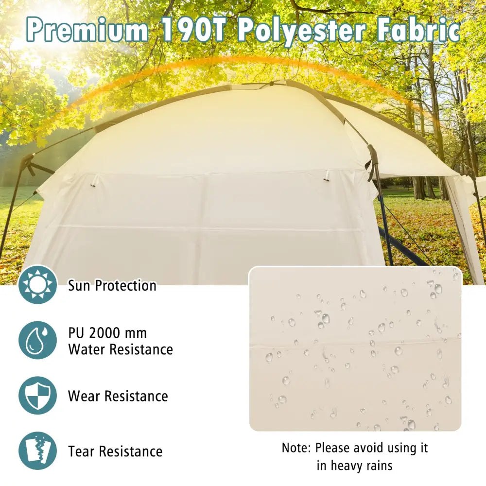 10 x 10 Feet Screened Canopy Tent w/ Vestibule and Zippered Door-Beige - Beige - Tents