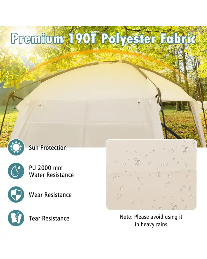 10 x 10 Feet Screened Canopy Tent w/ Vestibule and Zippered Door-Beige - Beige - Tents