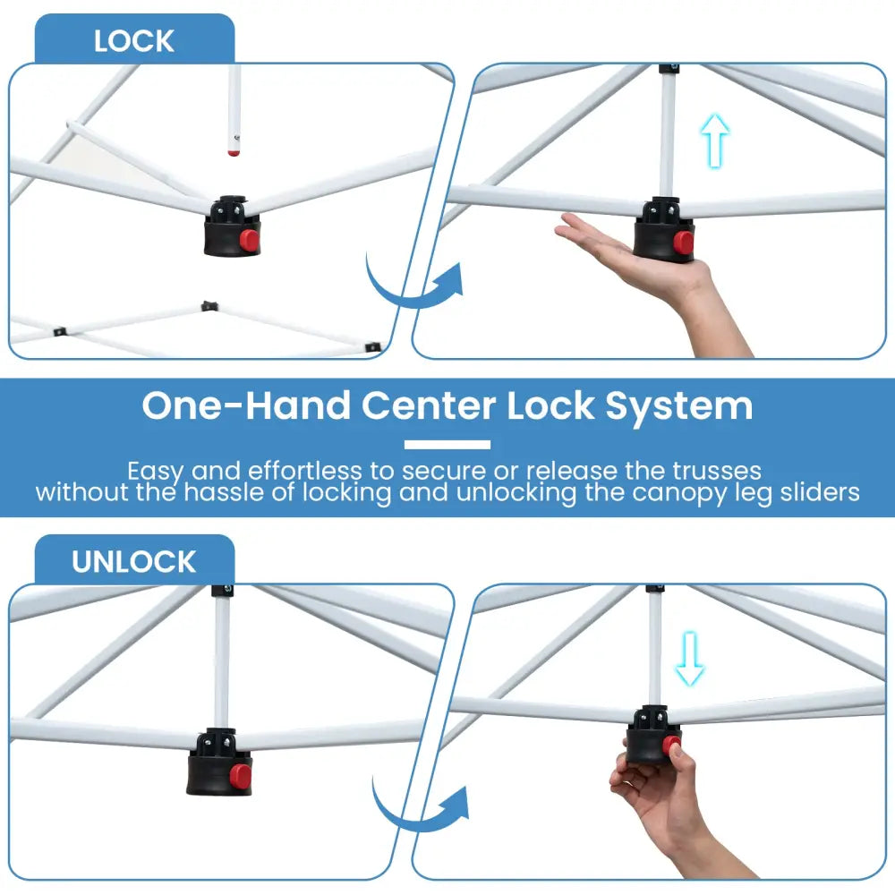 10 X 10 FT Foldable Outdoor Patio Shelter Canopy Tent with 1-Push Center Lock-Blue - Blue - Canopies