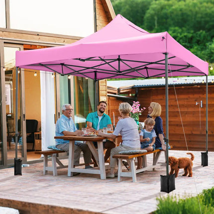 10 x 10 FT Outdoor Pop up Canopy Tent Easy Setup Gazebo Shelter with Wheeled Bag-Pink - Pink - Canopies