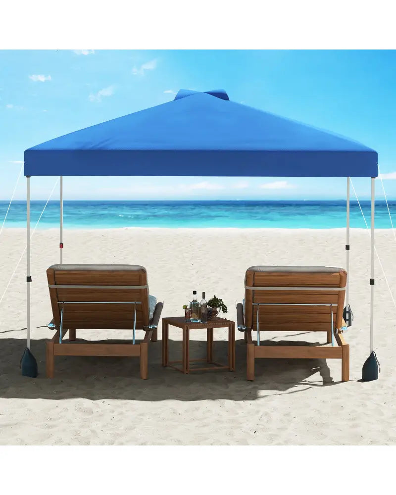 10 X 10 FT Pop up Canopy Tent with 1 Sidewall and Wheeled Bag-Blue - Blue - Canopies