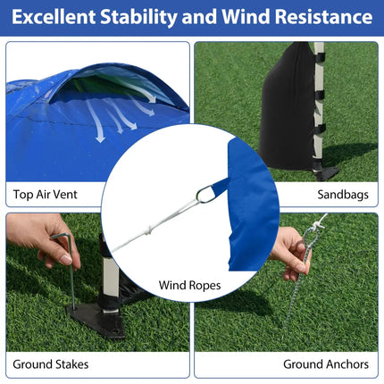 10 X 10 FT Pop up Canopy Tent with 1 Sidewall and Wheeled Bag-Blue - Blue - Canopies