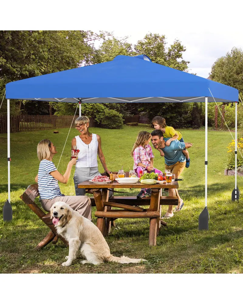 10 X 10 FT Pop up Canopy Tent with 1 Sidewall and Wheeled Bag-Blue - Blue - Canopies