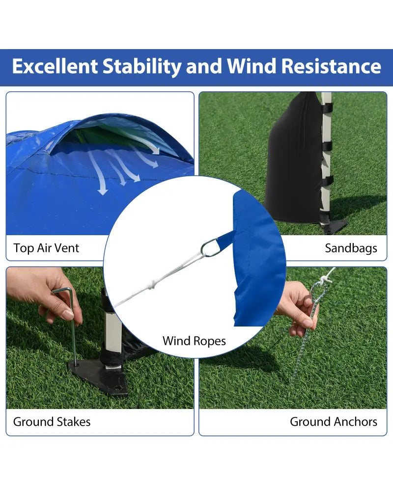 10 X 10 FT Pop up Canopy Tent with 1 Sidewall and Wheeled Bag-Blue - Blue - Canopies