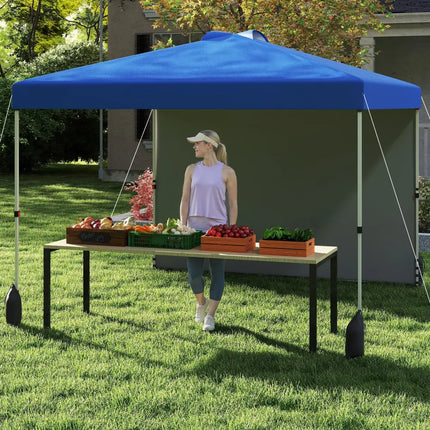 10 X 10 FT Pop up Canopy Tent with 1 Sidewall and Wheeled Bag-Blue - Blue - Canopies