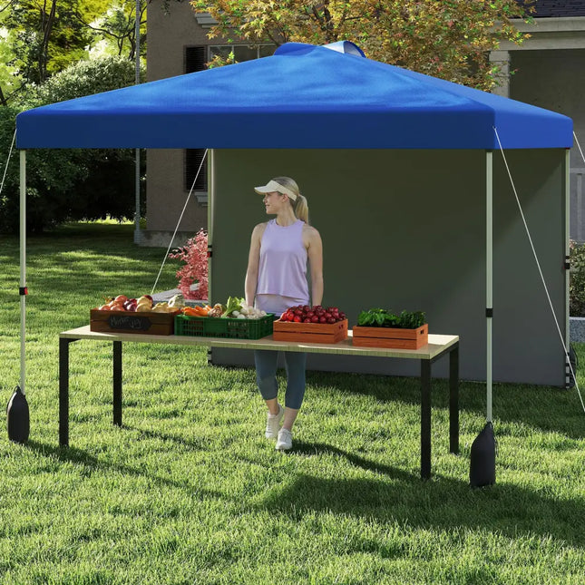 10 X 10 FT Pop up Canopy Tent with 1 Sidewall and Wheeled Bag-Blue - Blue - Canopies
