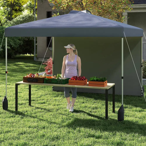 10 X 10 FT Pop up Canopy Tent with 1 Sidewall and Wheeled Bag-Gray - Gray - Canopies