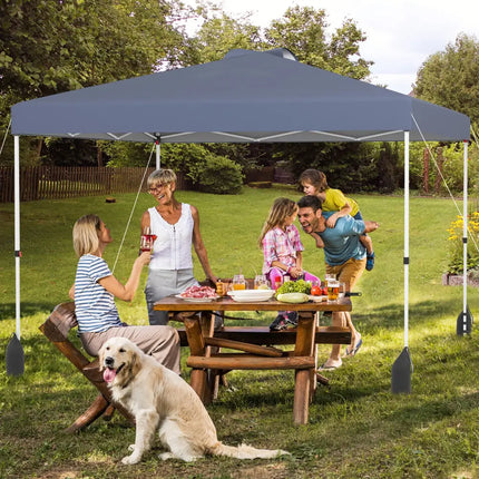 10 X 10 FT Pop up Canopy Tent with 1 Sidewall and Wheeled Bag-Gray - Gray - Canopies