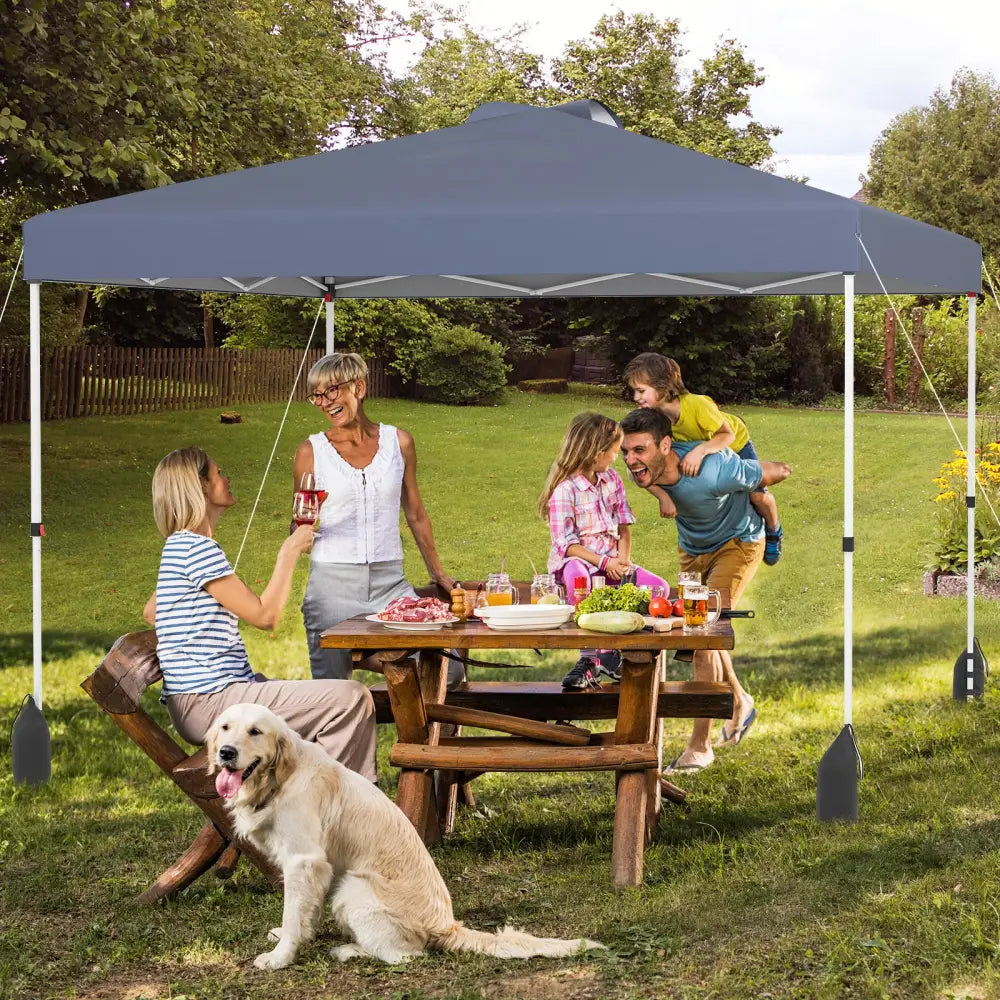 10 X 10 FT Pop up Canopy Tent with 1 Sidewall and Wheeled Bag-Gray - Gray - Canopies