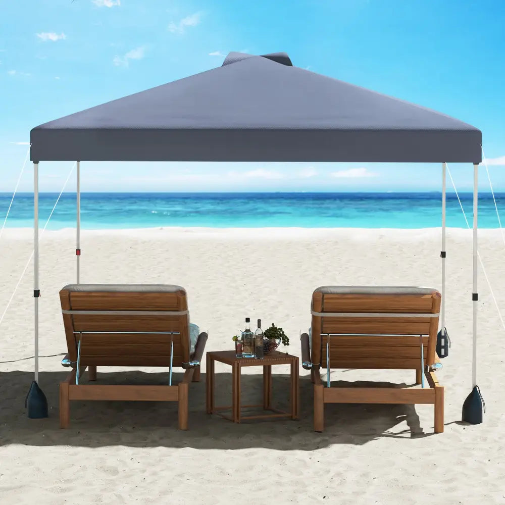 10 X 10 FT Pop up Canopy Tent with 1 Sidewall and Wheeled Bag-Gray - Gray - Canopies