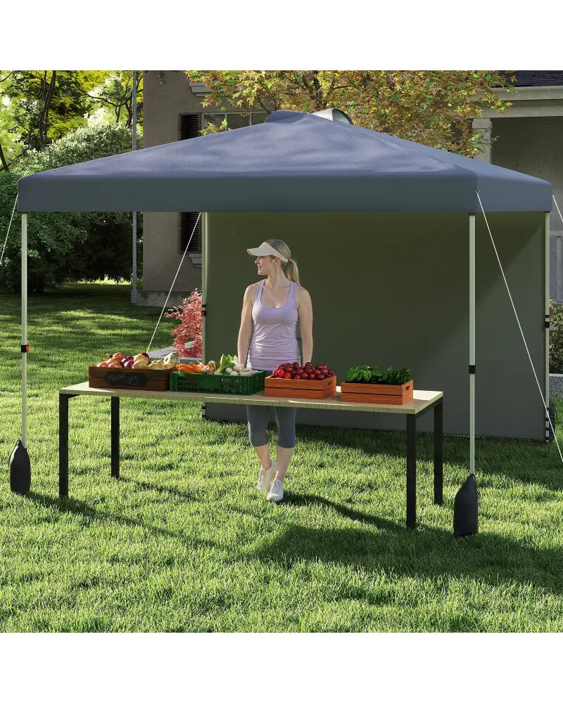 10 X 10 FT Pop up Canopy Tent with 1 Sidewall and Wheeled Bag-Gray - Gray - Canopies
