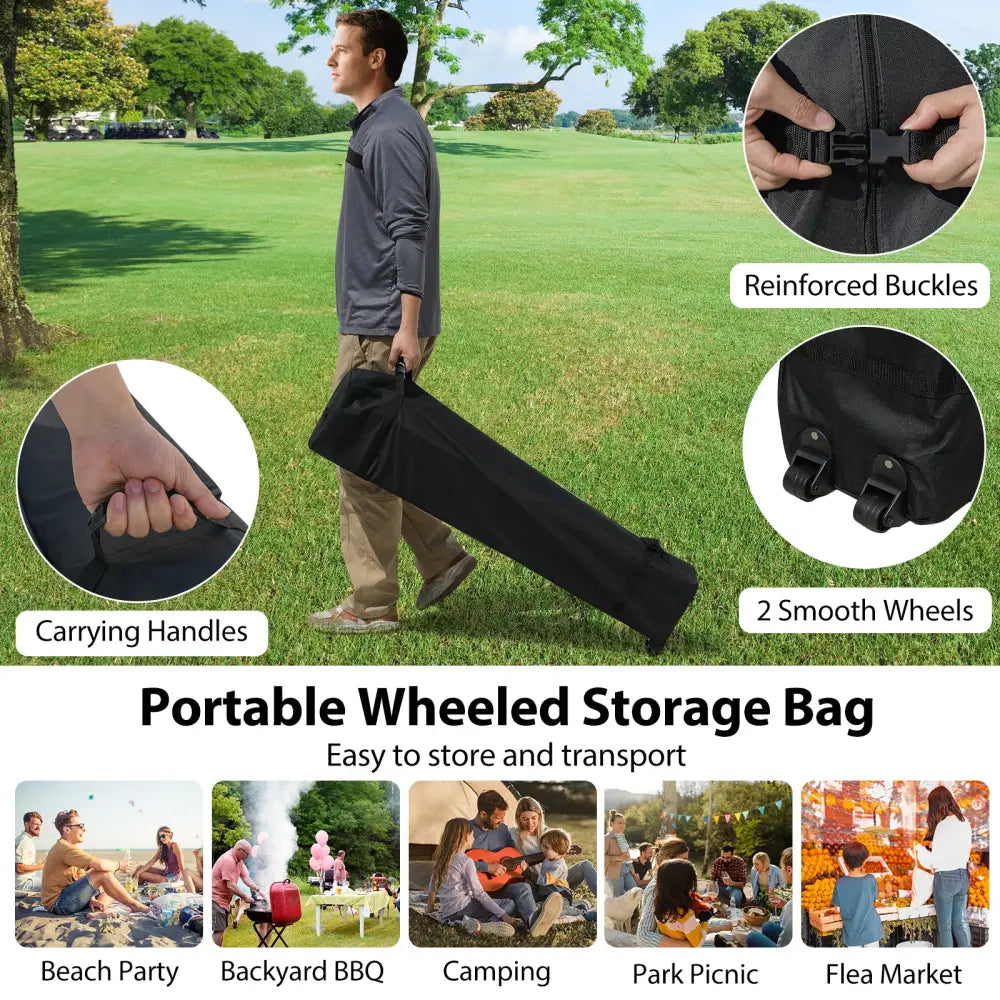 10 X 10 FT Pop up Canopy Tent with 1 Sidewall and Wheeled Bag-Gray - Gray - Canopies