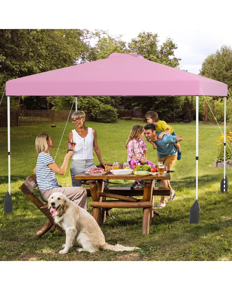 10 X 10 FT Pop up Canopy Tent with 1 Sidewall and Wheeled Bag-Pink - Pink - Canopies
