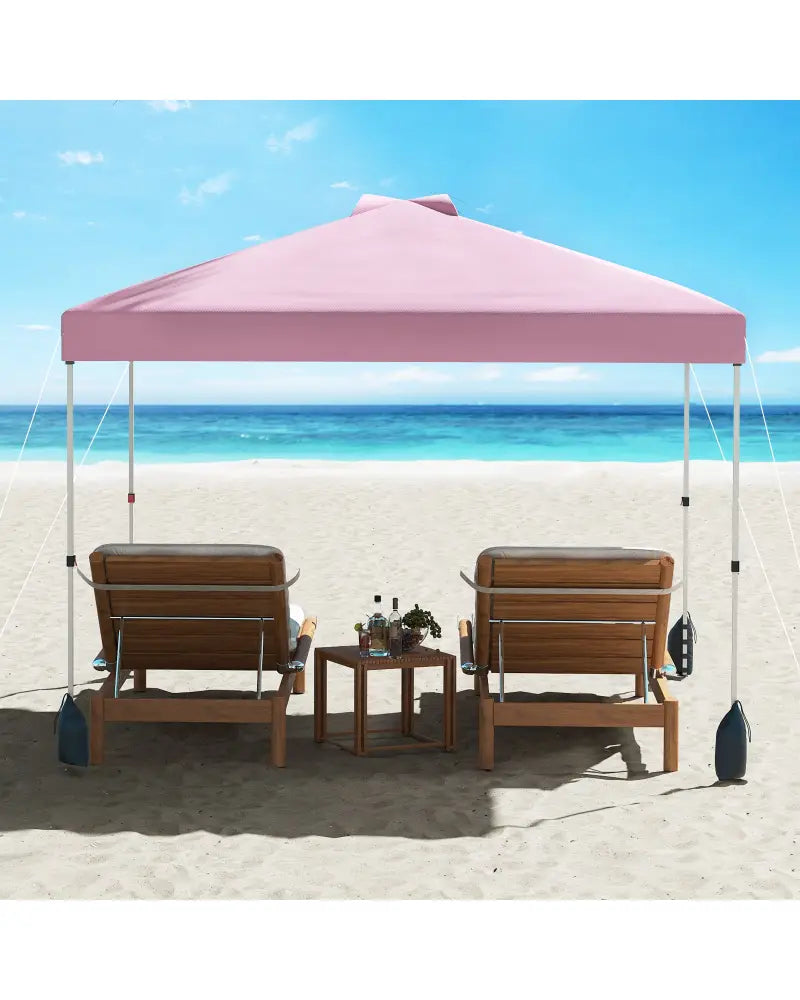 10 X 10 FT Pop up Canopy Tent with 1 Sidewall and Wheeled Bag-Pink - Pink - Canopies