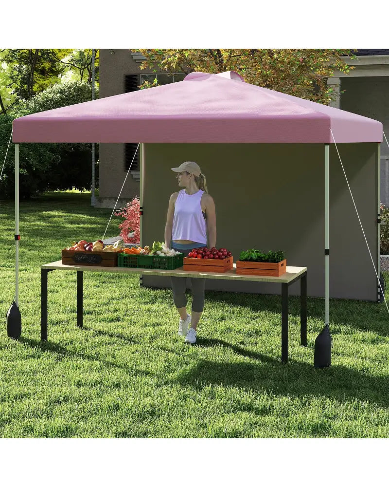10 X 10 FT Pop up Canopy Tent with 1 Sidewall and Wheeled Bag-Pink - Pink - Canopies