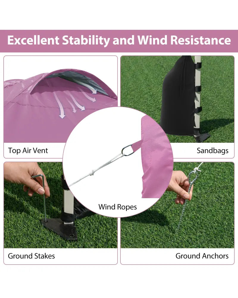 10 X 10 FT Pop up Canopy Tent with 1 Sidewall and Wheeled Bag-Pink - Pink - Canopies