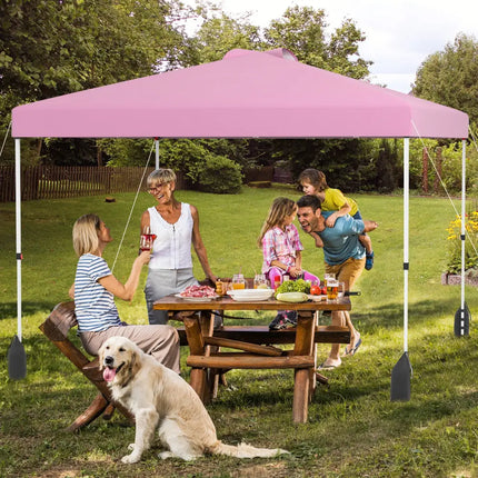 10 X 10 FT Pop up Canopy Tent with 1 Sidewall and Wheeled Bag-Pink - Pink - Canopies