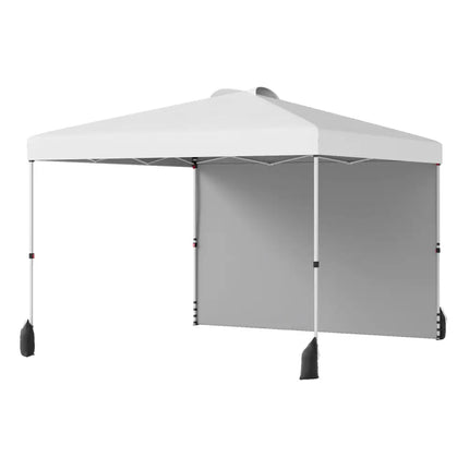 10 X 10 FT Pop up Canopy Tent with 1 Sidewall and Wheeled Bag-White - White - Canopies