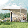 10 X 10 FT Pop up Canopy Tent with 1 Sidewall and Wheeled Bag-White - White - Canopies