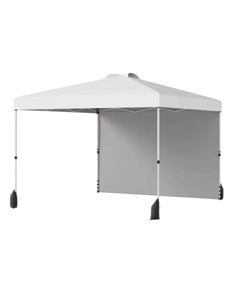 10 X 10 FT Pop up Canopy Tent with 1 Sidewall and Wheeled Bag-White - White - Canopies