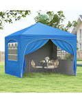 10 X 10 FT Pop up Canopy Tent with 4 Removable Sidewall-Blue - Blue - Canopies