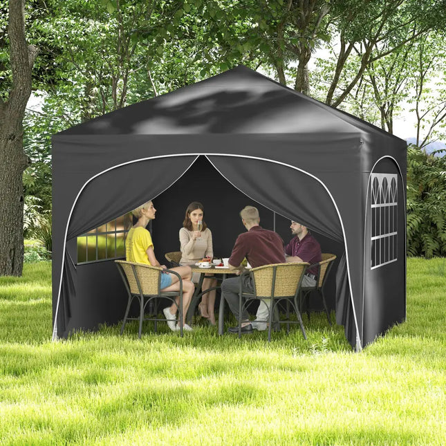 10 X 10 FT Pop up Canopy Tent with 4 Removable Sidewall-Gray - Gray - Canopies