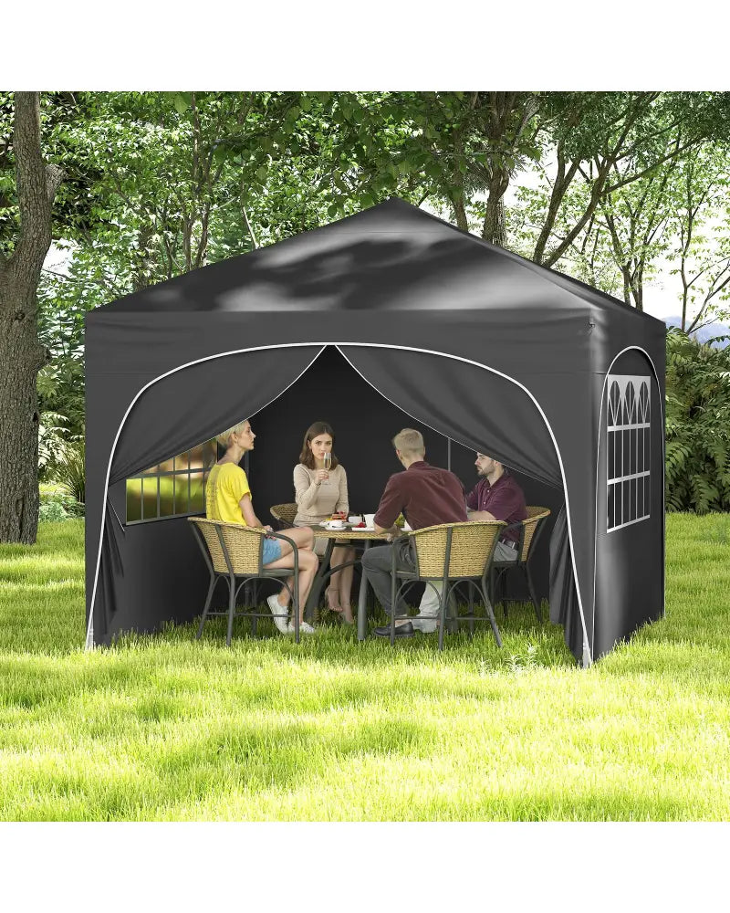 10 X 10 FT Pop up Canopy Tent with 4 Removable Sidewall-Gray - Gray - Canopies