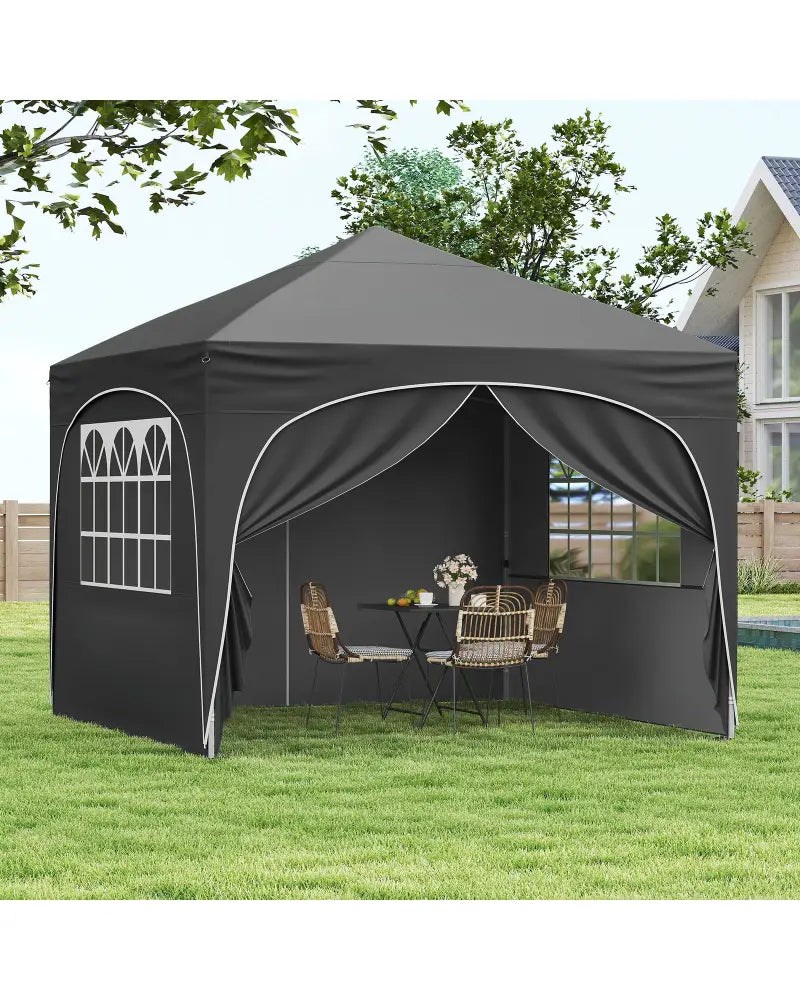 10 X 10 FT Pop up Canopy Tent with 4 Removable Sidewall-Gray - Gray - Canopies