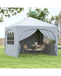 10 X 10 FT Pop up Canopy Tent with 4 Removable Sidewall-White - White - Canopies