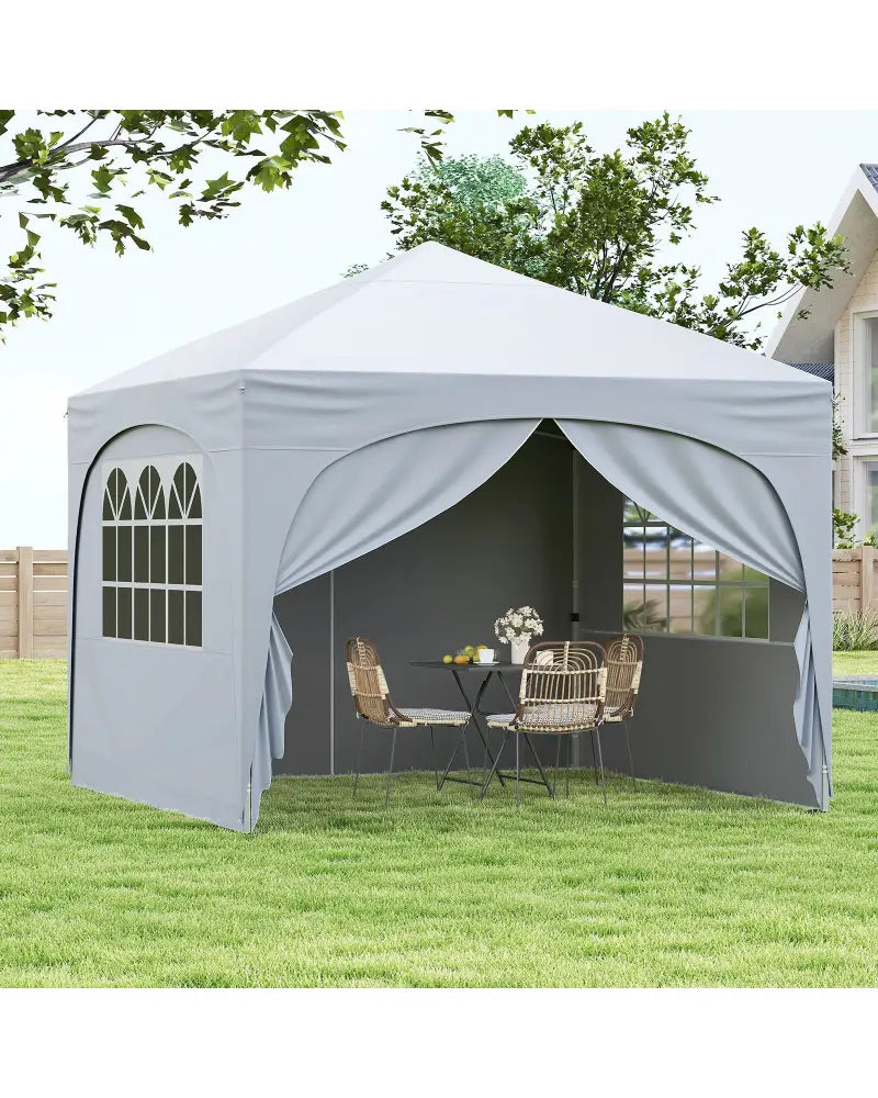 10 X 10 FT Pop up Canopy Tent with 4 Removable Sidewall-White - White - Canopies