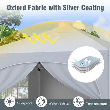 10 X 10 FT Pop up Canopy Tent with 4 Removable Sidewall-White - White - Canopies