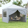10 X 10 FT Pop up Canopy Tent with 4 Removable Sidewall-White - White - Canopies
