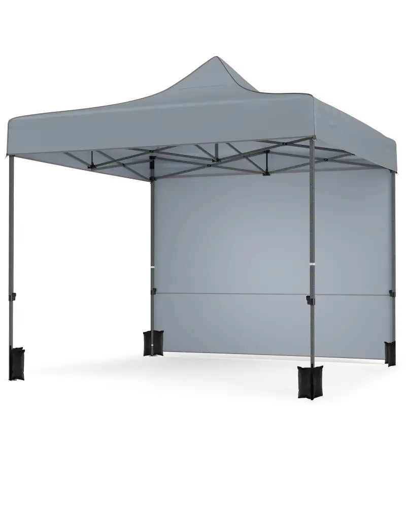 10 x 10 FT Pop up Canopy Tent with 4 Removable Sidewalls and Wheeled Bag-Gray - Gray - Canopies
