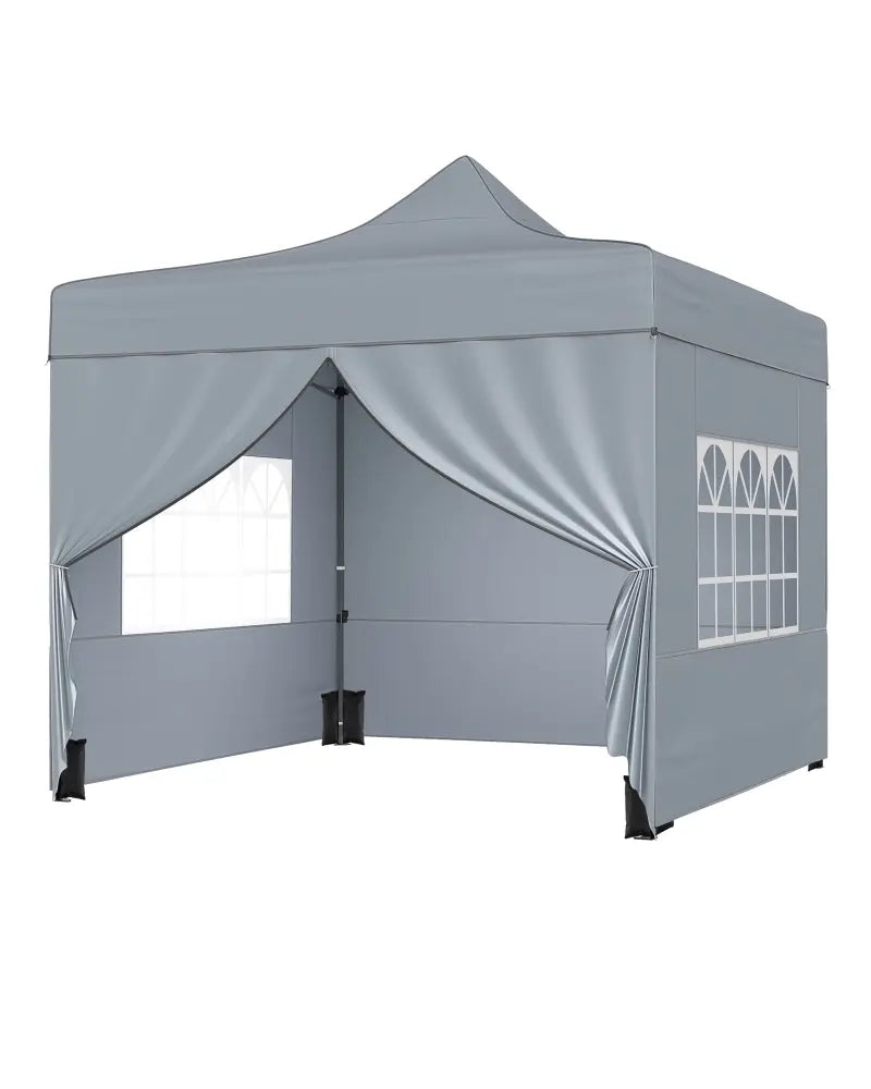 10 x 10 FT Pop up Canopy Tent with 4 Removable Sidewalls and Wheeled Bag-Gray - Gray - Canopies