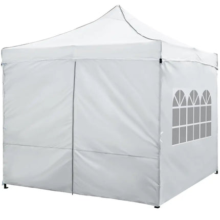 10 x 10 FT Pop up Canopy Tent with 4 Removable Sidewalls and Wheeled Bag-White - White - Canopies