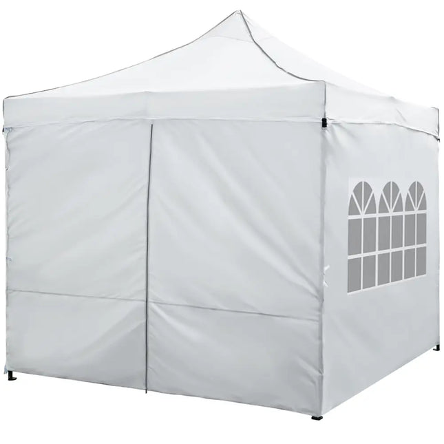 10 x 10 FT Pop up Canopy Tent with 4 Removable Sidewalls and Wheeled Bag-White - White - Canopies