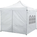 10 x 10 FT Pop up Canopy Tent with 4 Removable Sidewalls and Wheeled Bag-White - White - Canopies