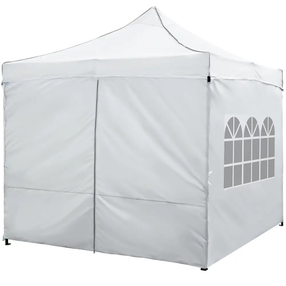 10 x 10 FT Pop up Canopy Tent with 4 Removable Sidewalls and Wheeled Bag-White - White - Canopies