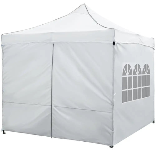 10 x 10 FT Pop up Canopy Tent with 4 Removable Sidewalls and Wheeled Bag-White - White - Canopies