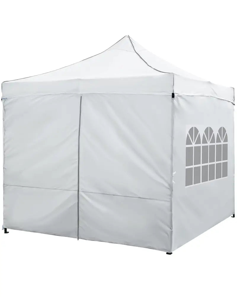 10 x 10 FT Pop up Canopy Tent with 4 Removable Sidewalls and Wheeled Bag-White - White - Canopies