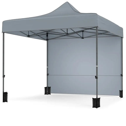 10 x 10 FT Pop up Canopy Tent with 4 Removable Sidewalls and Wheeled Bag-Gray - Gray - Canopies