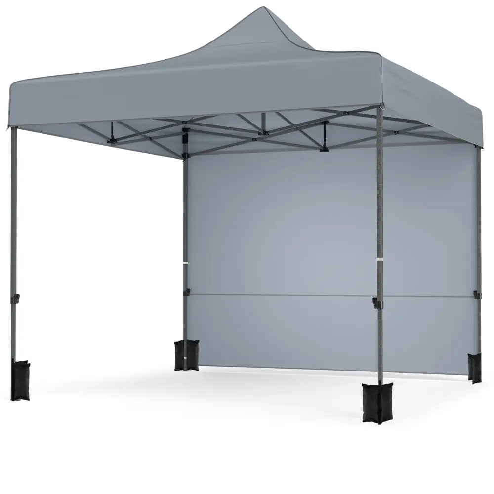 10 x 10 FT Pop up Canopy Tent with 4 Removable Sidewalls and Wheeled Bag-Gray - Gray - Canopies