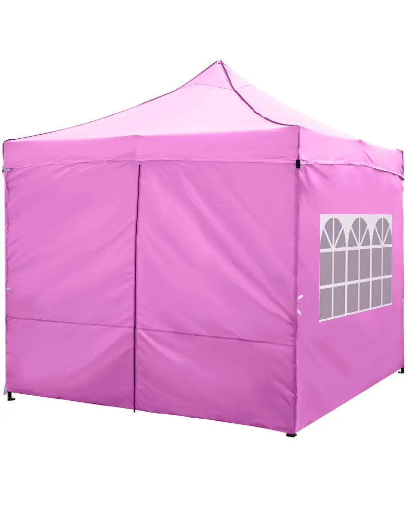 10 x 10 FT Pop up Canopy Tent with 4 Removable Sidewalls and Wheeled Bag-Pink - Pink - Canopies